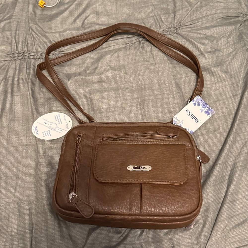 MultiSac versatile brown shoulder crossbody or hip bag Purse NWT